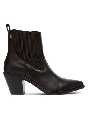 Botki Tommy Hilfiger Leather Western Chelsea Boot FW0FW09582 Brązowy