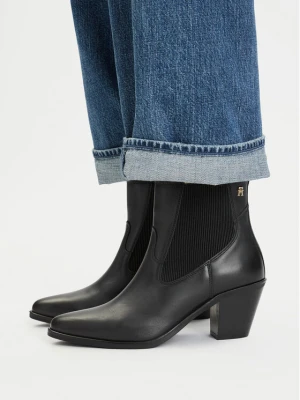 Botki Tommy Hilfiger Leather Western Chelsea Boot FW0FW09582 Czarny
