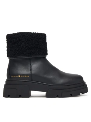 Botki Tommy Hilfiger Shearling Fold Chunky Ankle Boot FW0FW09677 Czarny