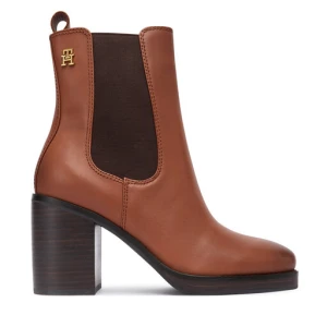 Botki Tommy Hilfiger Square Toe Chelsea High Block Hl FW0FW08844 Brązowy