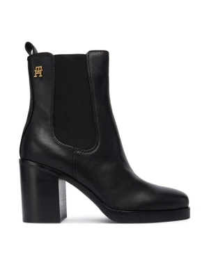 Botki Tommy Hilfiger Square Toe Chelsea High Block Hl FW0FW08844 Czarny