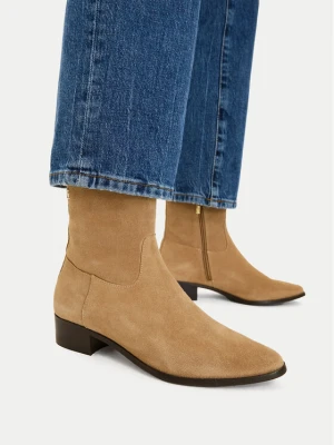 Botki Tommy Hilfiger Suede Ankle Boot W Zip FW0FW09922 Beżowy