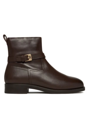 Botki Tommy Hilfiger Th Buckle Riding Leather Bootie FW0FW08781 Brązowy
