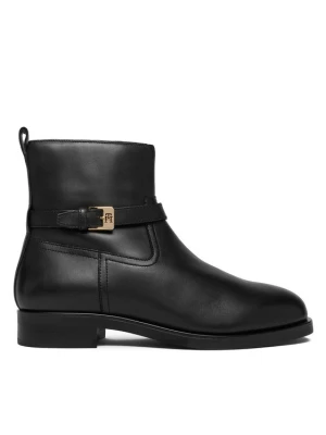 Botki Tommy Hilfiger Th Buckle Riding Leather Bootie FW0FW08781 Czarny