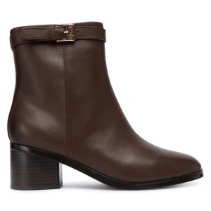 Botki Tommy Hilfiger Th Buckle Riding Mid Heel Bootie FW0FW08859 Brązowy