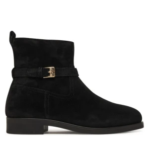 Botki Tommy Hilfiger Th Buckle Riding Suede Bootie FW0FW09047 Czarny