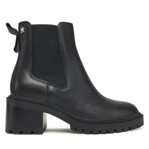 Botki Tommy Hilfiger Th Leather Chelsea Cleated Heel FW0FW08774 Czarny