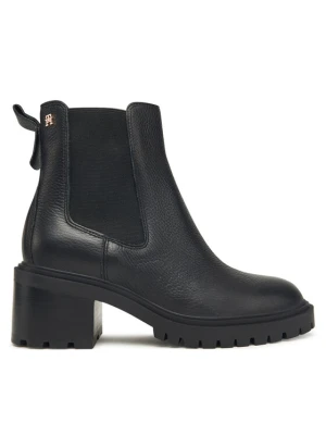 Botki Tommy Hilfiger Th Leather Chelsea Cleated Heel FW0FW08774 Czarny