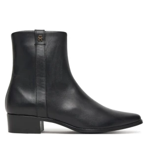 Botki Tommy Hilfiger Th Leather Pointy Zip Bootie FW0FW08980 Czarny