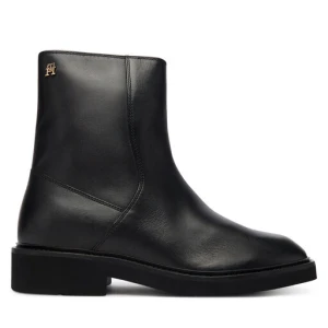 Botki Tommy Hilfiger Th Square Toe Leather Bootie FW0FW09046 Czarny