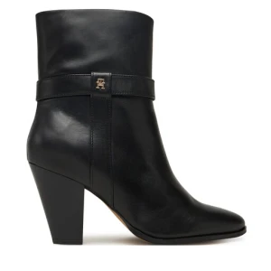 Botki Tommy Hilfiger Th T-Strap Leather Pointy Bootie FW0FW08984 Czarny