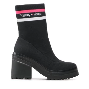 Botki Tommy Jeans Knitted Boot EN0EN02061 Black And Jewel Pink 0GJ
