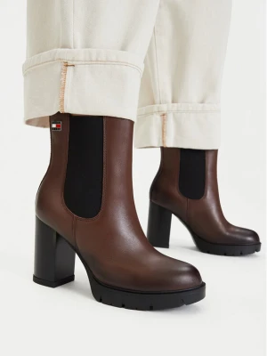 Botki Tommy Jeans Tjw Chelsea High Heel Boots EN0EN03112 Brązowy