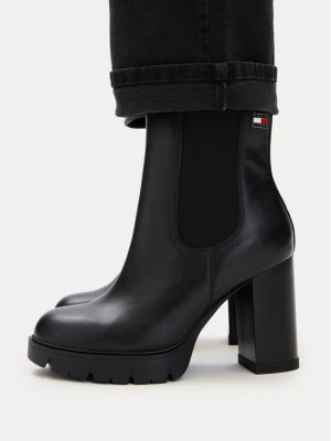 Botki Tommy Jeans Tjw Chelsea High Heel Boots EN0EN03112 Czarny
