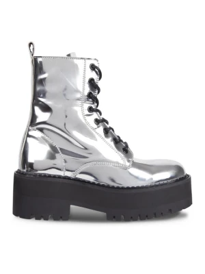 Botki Tommy Jeans Tjw Flatform Zip Up Metallic EN0EN02403 Szary