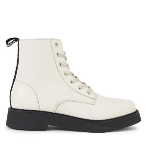 Botki Tommy Jeans Tjw Lace Up Flat Boot EN0EN02310 Écru