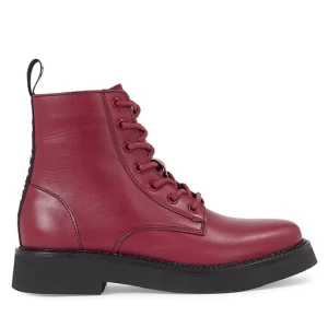Botki Tommy Jeans Tjw Lace Up Flat EN0EN02310 Bordowy