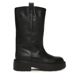 Botki Tommy Jeans Tjw Leather Mid Tubular Boot EN0EN02834 Czarny