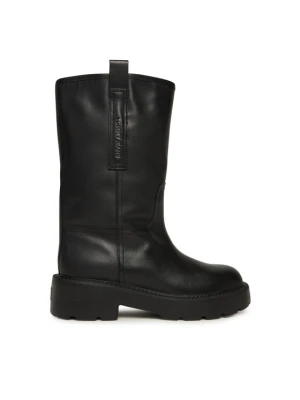 Botki Tommy Jeans Tjw Leather Mid Tubular Boot EN0EN02834 Czarny