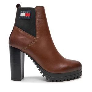 Botki Tommy Jeans Tjw New Ess High Heel Boot EN0EN02439 Brązowy