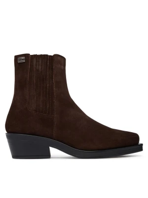 Botki Tommy Jeans Tjw Suede Cowboy Boots EN0EN03142 Brązowy ciemny