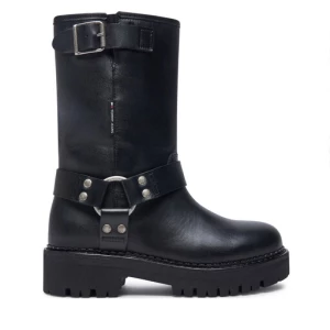 Botki Tommy Jeans Tjw Urban Biker Boot Leather EN0EN02728 Czarny
