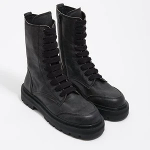 Botki wysokie sznurowane skóra czarne BIMBA Y LOLA