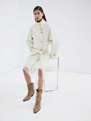 Botki z dwoiny z ćwiekami piaskowy - Kobieta - - MANGO