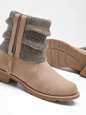 Botki z dzianinową wstawką bonprix
