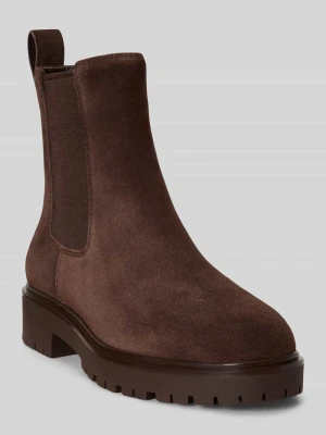 Botki z naturalnej skóry z detalem z logo Lauren Ralph Lauren Ciemnobrązowy