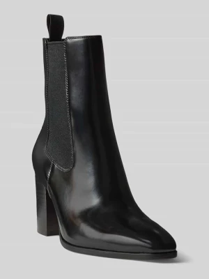 Botki z naturalnej skóry z detalem z logo Lauren Ralph Lauren Czarny