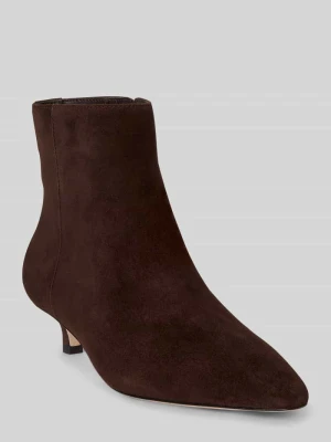 Botki z naturalnej skóry z niską szpilką Lauren Ralph Lauren Ciemnobrązowy