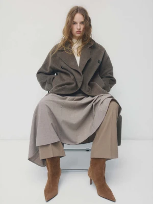 Botki zamszowe z noskiem w szpic średni brązowy - Kobieta - - MANGO