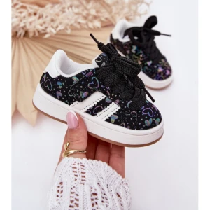 Boto Buty Sportowe Sneakersy Dziecięce W Serduszka Czarne Mirelle