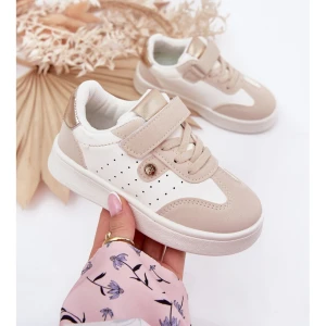 Boto Buty Sportowe Sneakersy Dziewczęce Na Rzep Beżowe Zarina beżowy