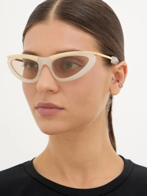 Bottega Veneta okulary przeciwsłoneczne kocie oczy damskie beżowy