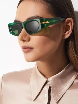 Bottega Veneta Zielone okulary przeciwsłoneczne w geometrycznym kształcie