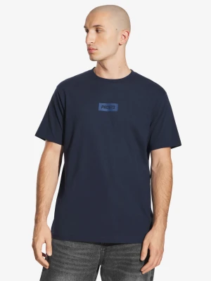Box Logo t-shirt męski bawełniany granatowy Prosto