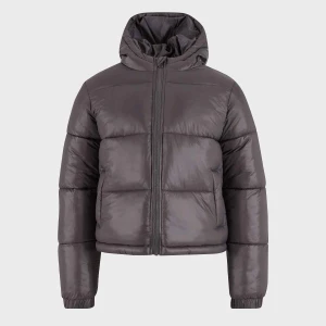 Boys Shiny Puffer Jacket With Hood Urban Classics brązowy