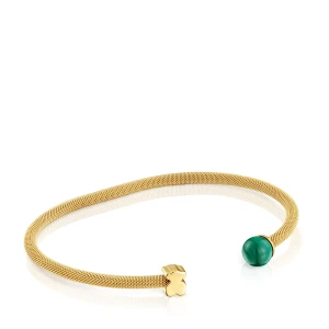 Bransoleta Złotego Koloru Ze Stali Z Malachitem Icon Mesh - Tous Rozmiar