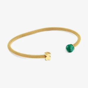 Bransoleta Złotego Koloru Ze Stali Z Malachitem Icon Mesh - Tous Rozmiar