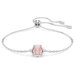 Bransoletka Birthstone, Szlif kwadratowy, Czerwiec, Różowa, Powłoka z rodu Swarovski