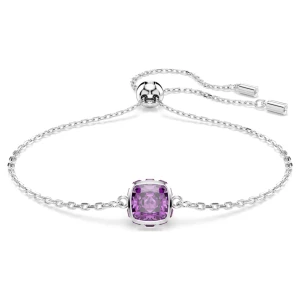 Zdjęcie produktu Bransoletka Birthstone, Szlif kwadratowy, Luty, Fioletowa, Powłoka z rodu Swarovski