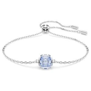 Bransoletka Birthstone, Szlif kwadratowy, Marzec, Niebieska, Powłoka z rodu Swarovski