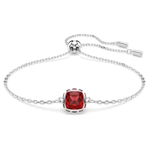 Bransoletka Birthstone, Szlif kwadratowy, Styczeń, Czerwona, Powłoka z rodu Swarovski