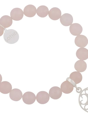 Bransoletka bladoróżowy jadeit ze srebrną arabską rozetą SOTHO