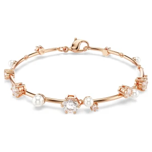 Bransoletka Constella, Kryształowa perła, Szlify okrągłe, Biała, Powłoka w odcieniu różowego złota Swarovski
