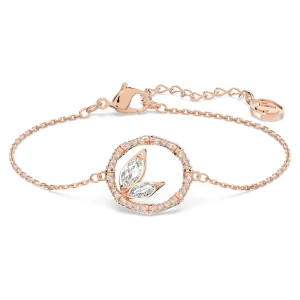 Bransoletka Dellium, Bambus, Biała, Powłoka w odcieniu różowego złota Swarovski