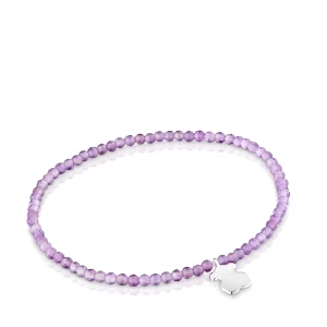 Bransoletka Elastyczna Z Ametystami I Srebrnym Misiem Tous Motifs - Tous Rozmiar