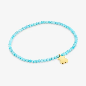 Bransoletka Elastyczna Z Niebieskim Howlitem I Misiem Ze Srebra Powlekanego Złotem 18-Karatowym Tous Motifs - Tous Rozmiar